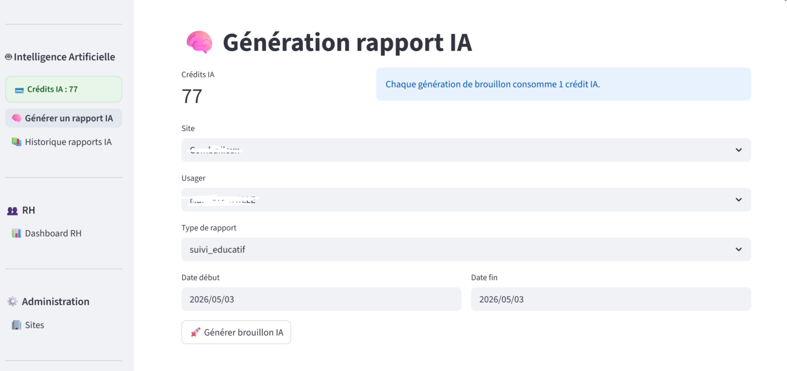 Préparation d’un brouillon de rapport dans Fonera